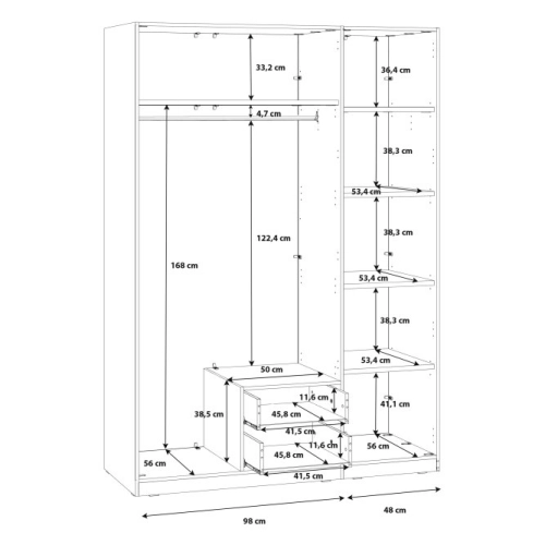 Szafa z lustrem i szufladami 150 cm Dąb Sonoma